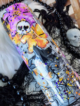 Load image into Gallery viewer, Spooky Vibes Purple & Orange Glitter Tumbler
