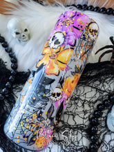Load image into Gallery viewer, Spooky Vibes Purple & Orange Glitter Tumbler