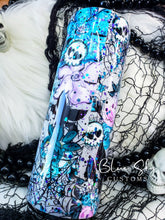 Load image into Gallery viewer, Spooky Vibes Teal & Turquoise Glitter Tumbler