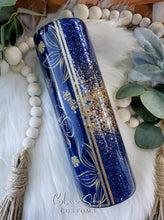 Load image into Gallery viewer, Navy & Gold Burst Split Glitter Tumbler
