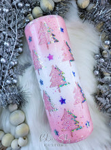 Load image into Gallery viewer, Pink Christmas Tree Peekaboo Glitter Tumbler
