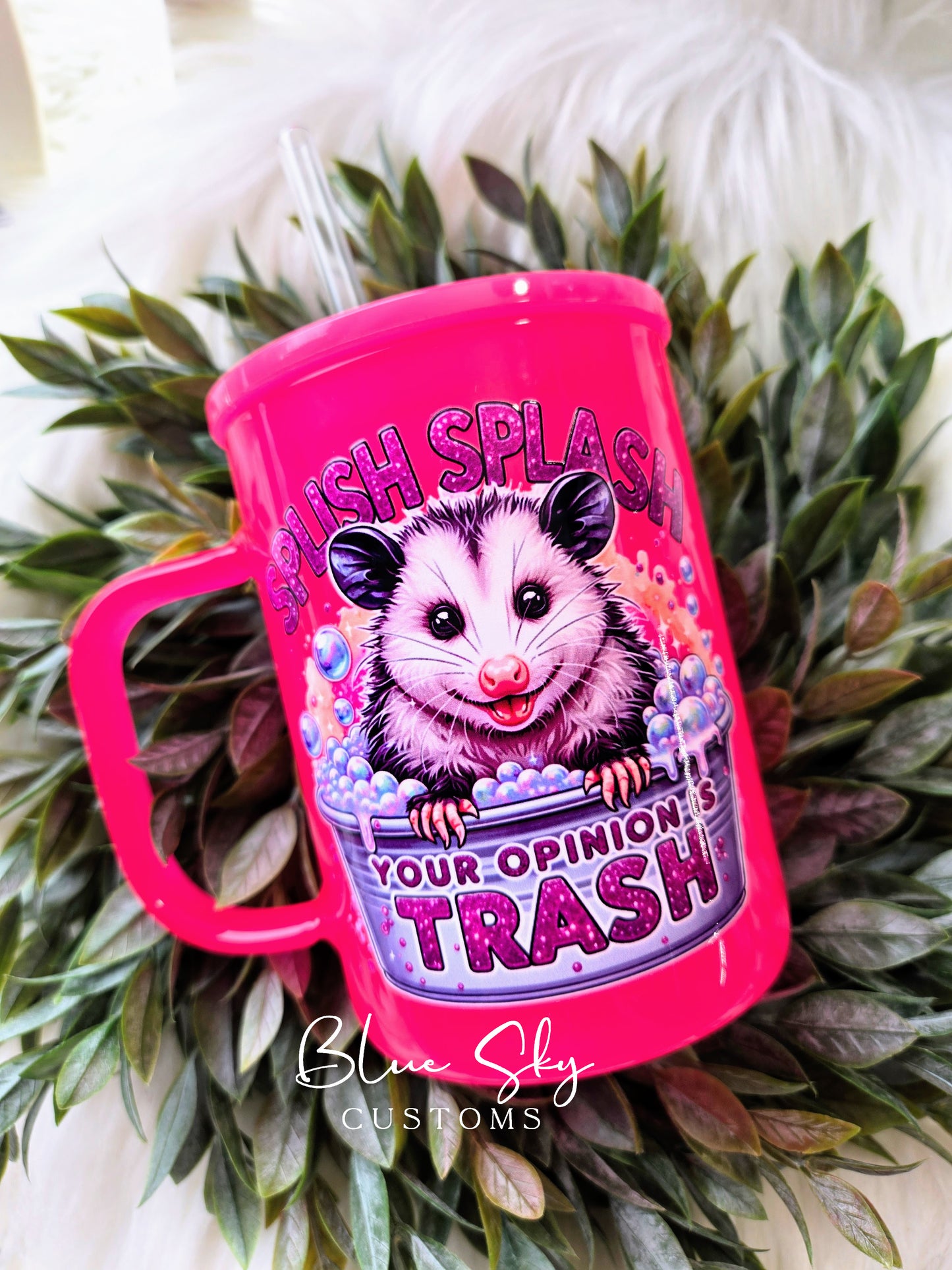 Splish Splash Your Opinion Is Trash - 17oz Neon Glass Mug
