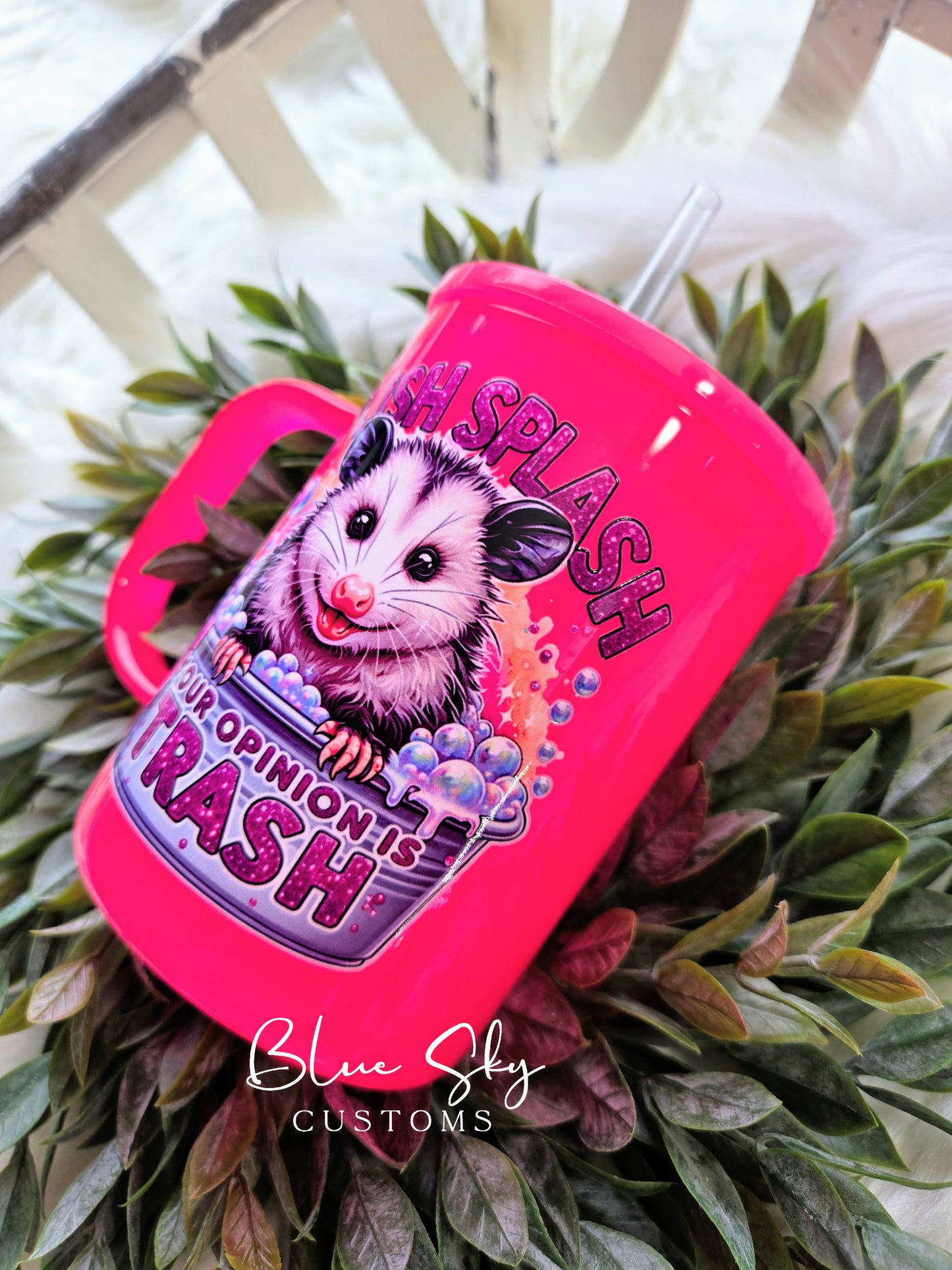 Splish Splash Your Opinion Is Trash - 17oz Neon Glass Mug