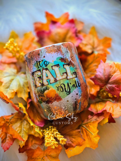 It's Fall Y'all Patina - 12oz Wine Glass