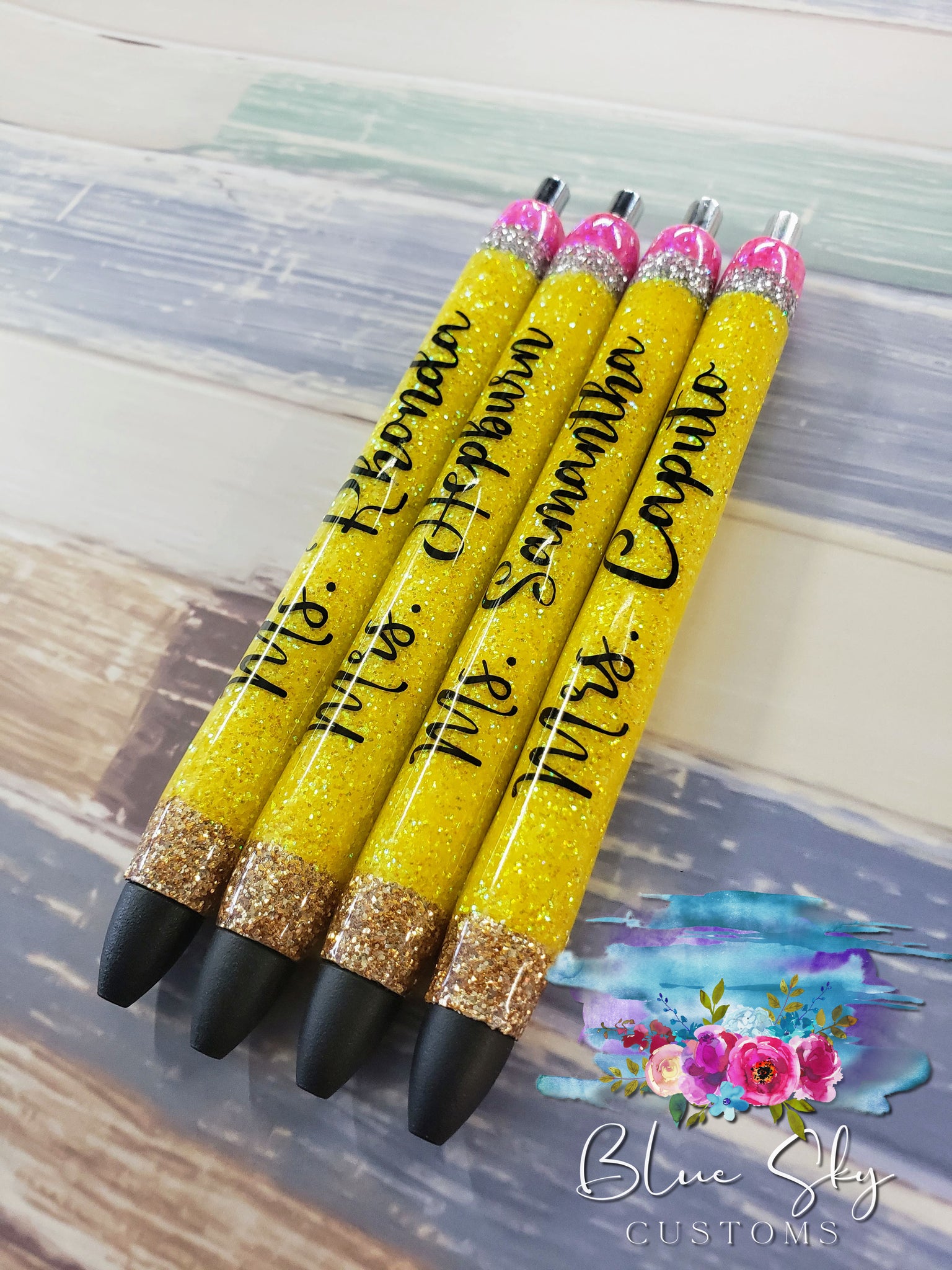 Custom teacher pens, glitter pens, teacher pen, gift for teacher, teacher  gifts, custom glitter pen, new teacher gifts, glitter pencil pen