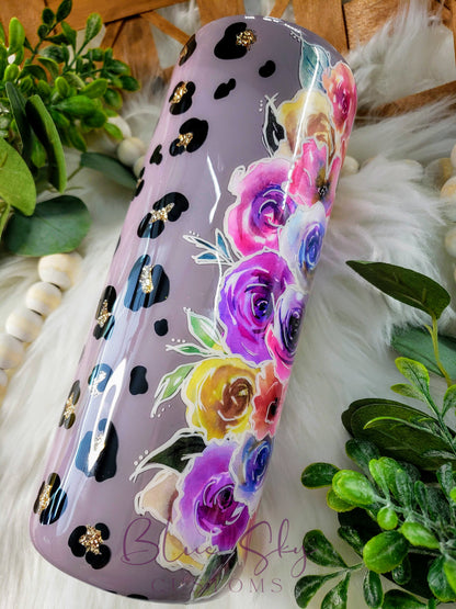 Floral Leopard Ombre Tumbler