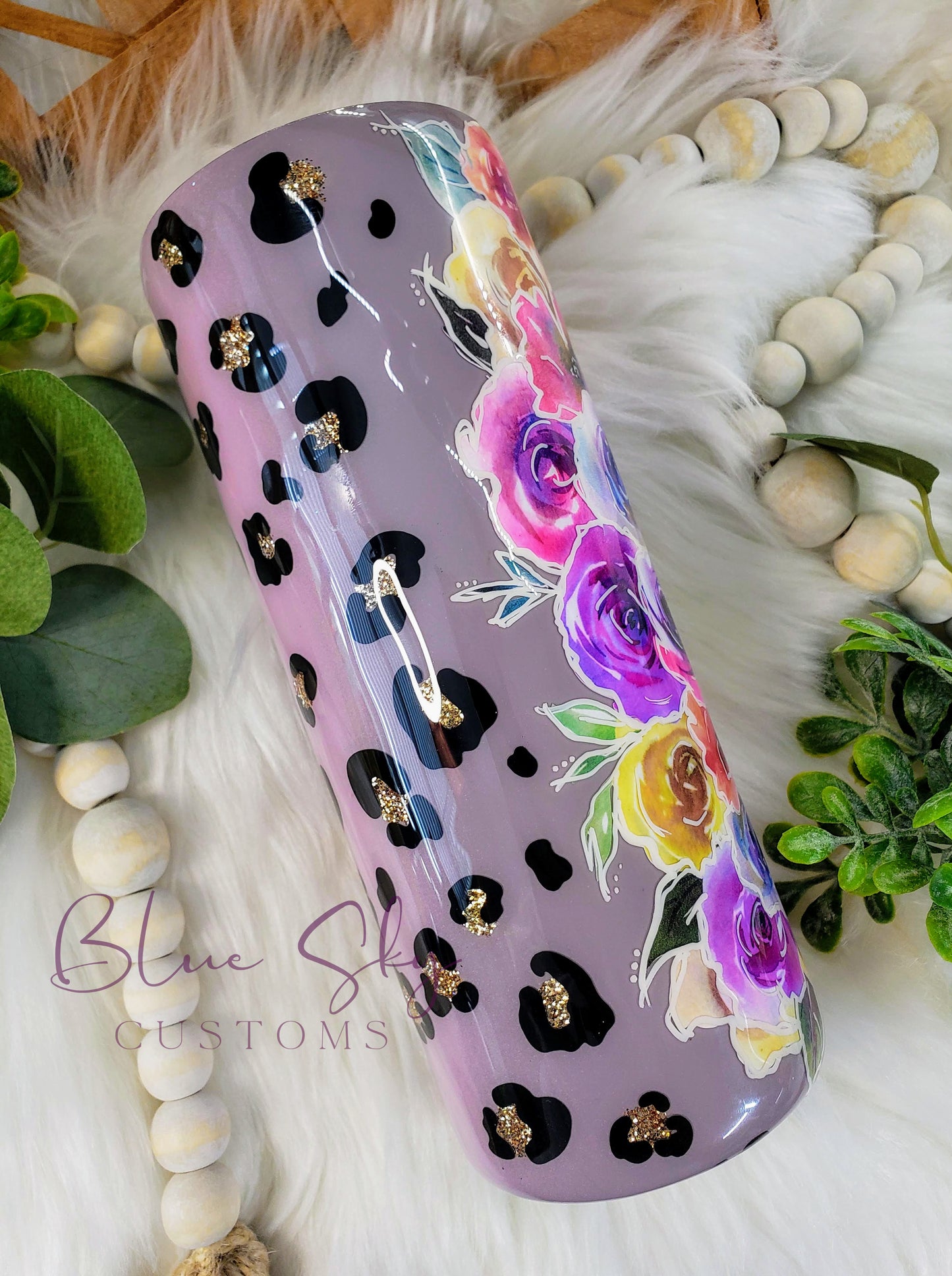 Floral Leopard Ombre Tumbler