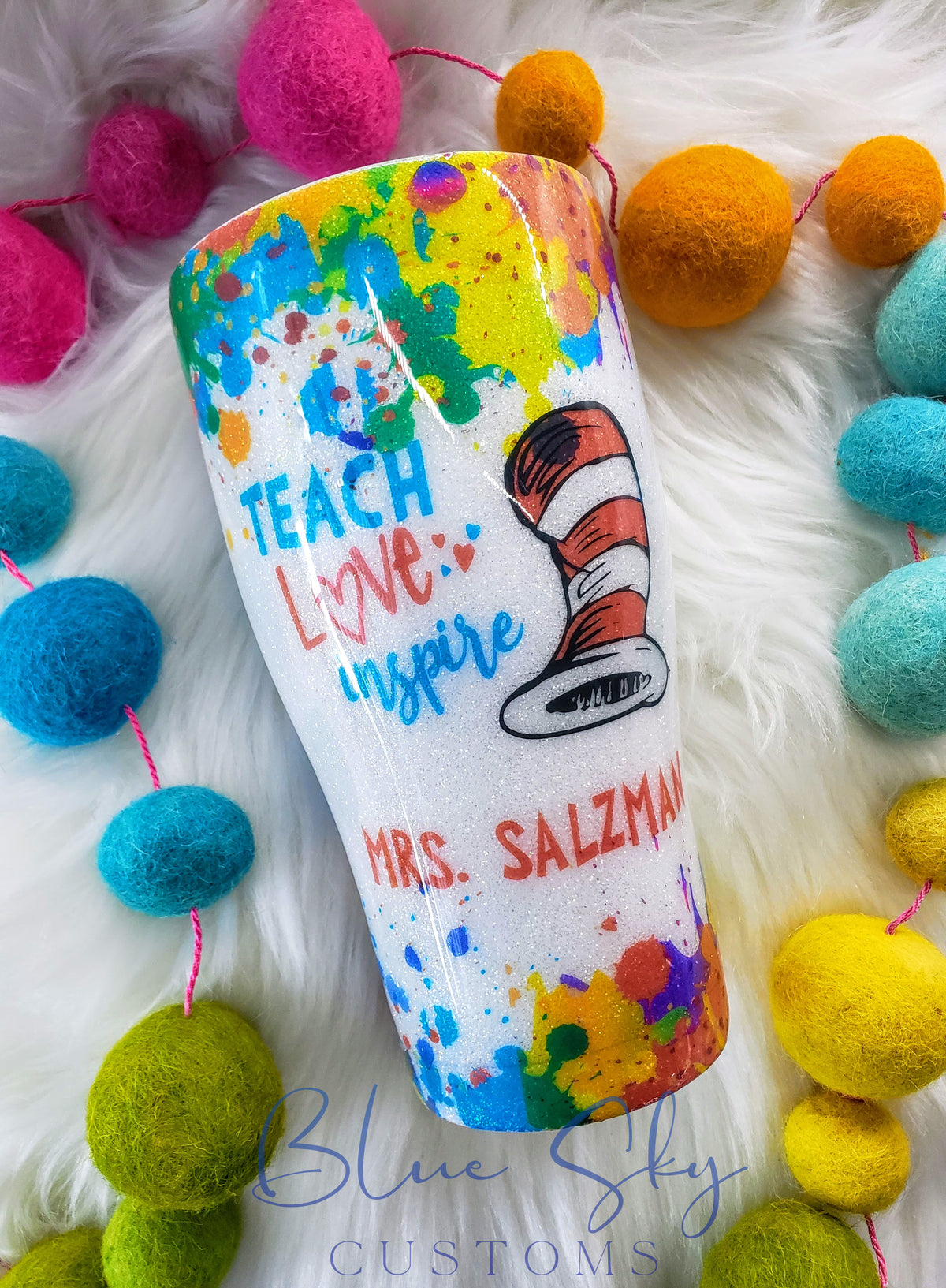 Teacher Love Glitter Tumbler