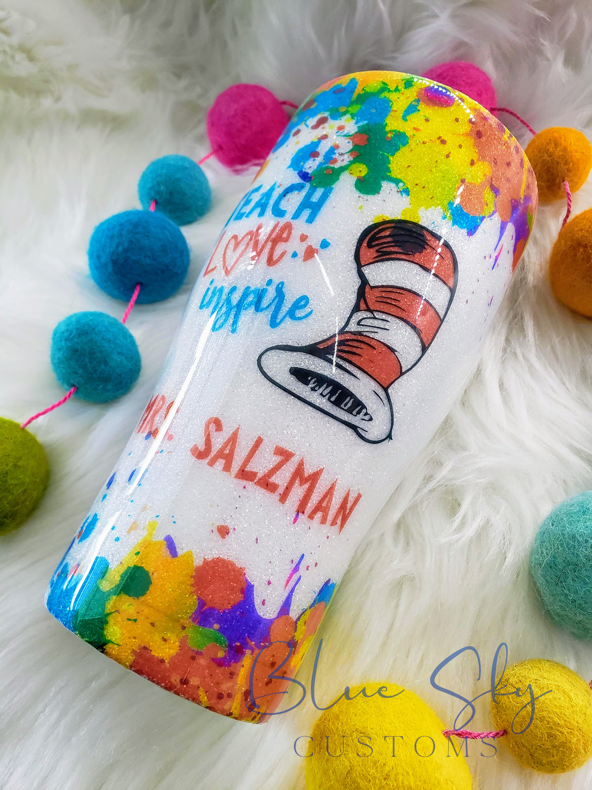 Teacher Love Glitter Tumbler