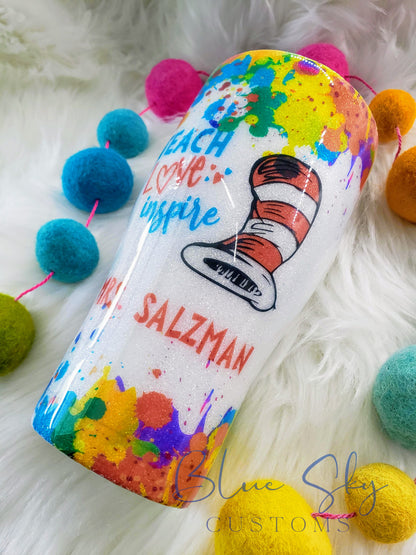 Teacher Love Glitter Tumbler