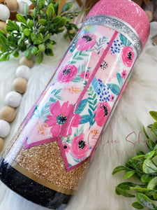 Floral Pencil Glitter Tumbler