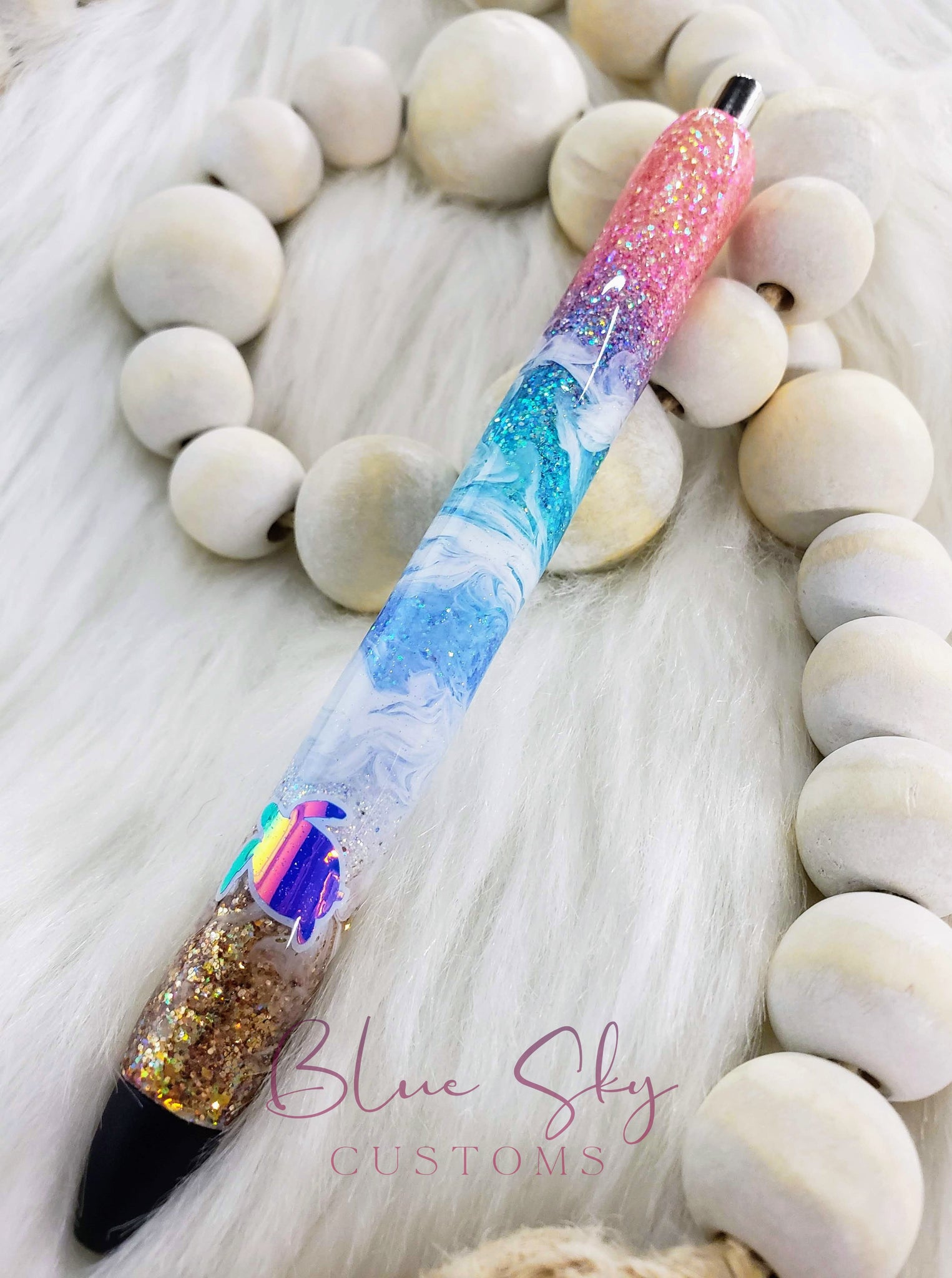 Rainbow Glitter Pen, Unicorn Pen, Resin Pen 