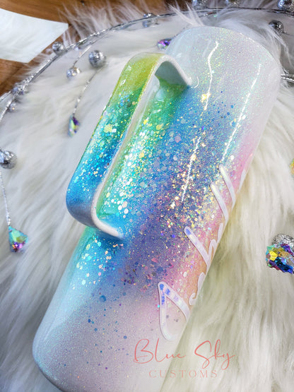 Rainbow Burst Glitter Tumbler