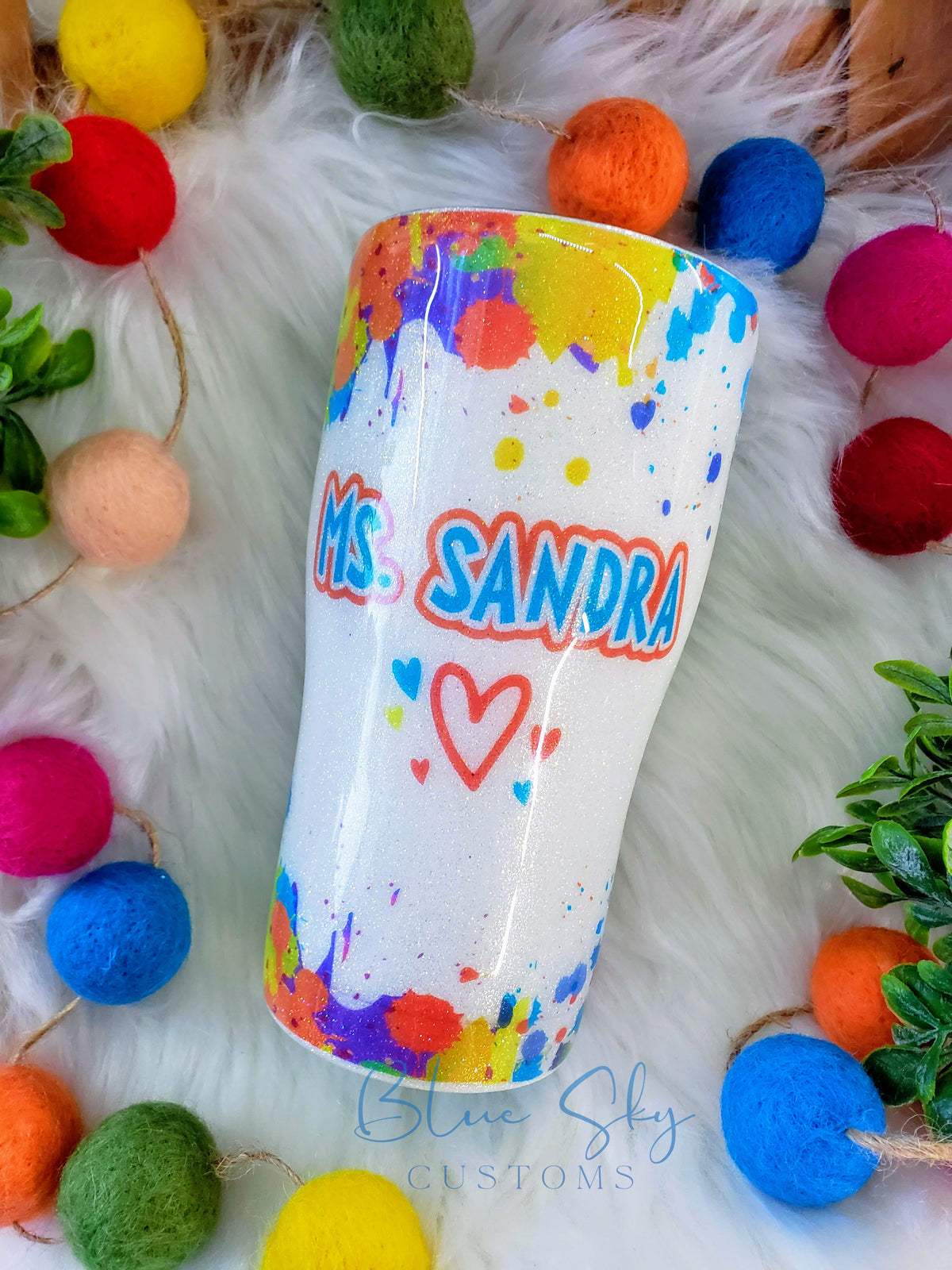 Teacher Love Glitter Tumbler
