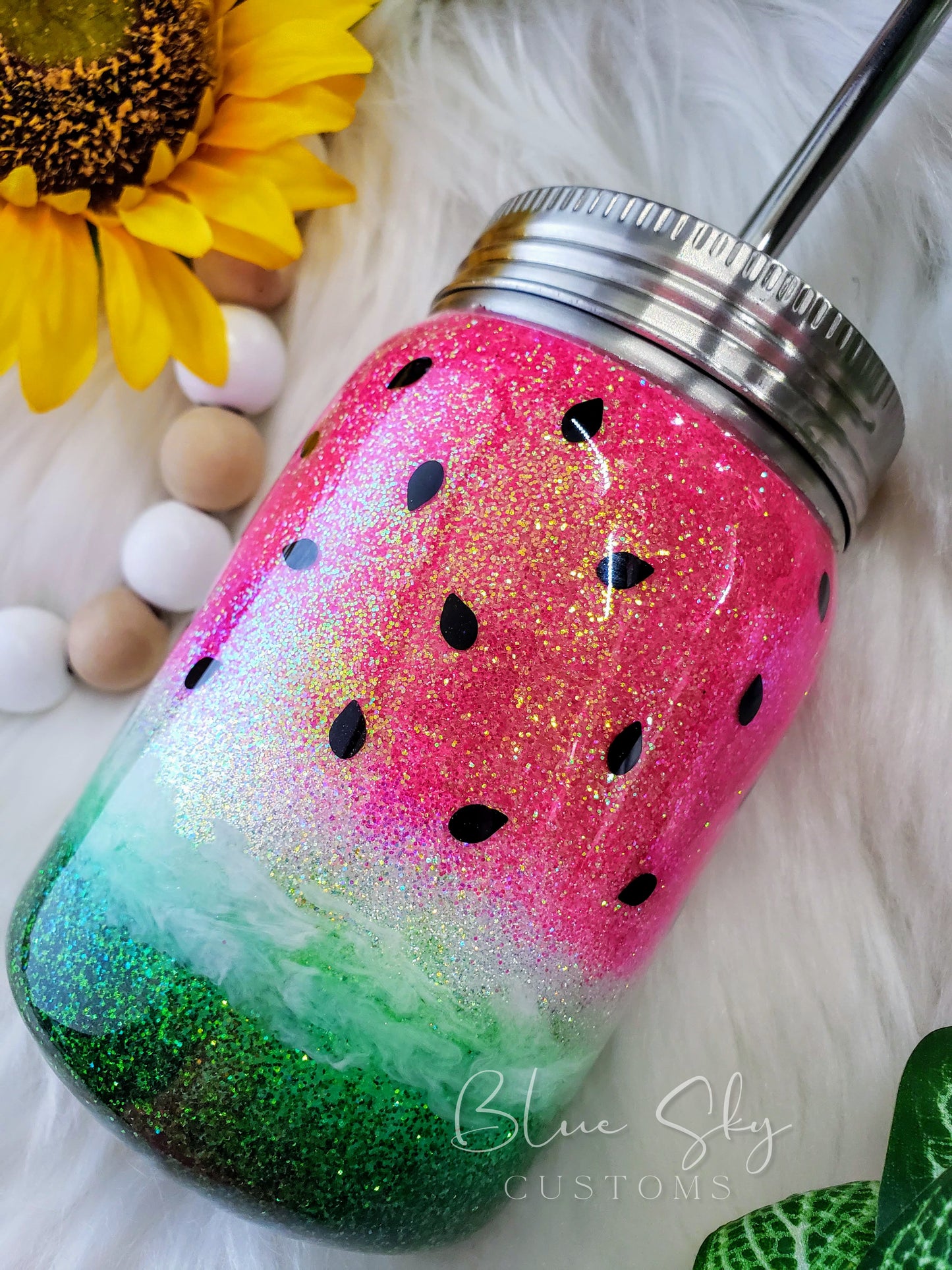 Summer Watermelon Glitter Tumbler