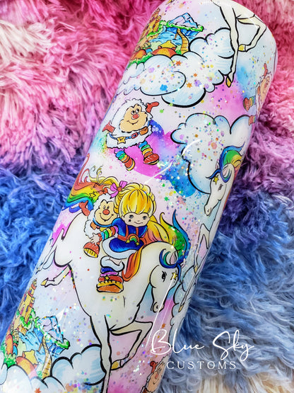 Rainbow Brite Striped Glitter Tumbler