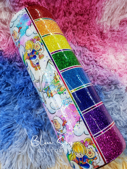 Rainbow Brite Striped Glitter Tumbler