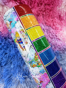 Rainbow Brite Striped Glitter Tumbler