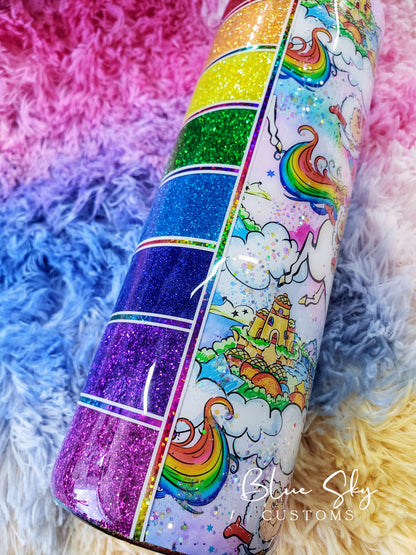 Rainbow Brite Striped Glitter Tumbler