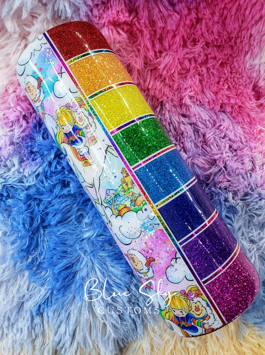 Rainbow Brite Striped Glitter Tumbler