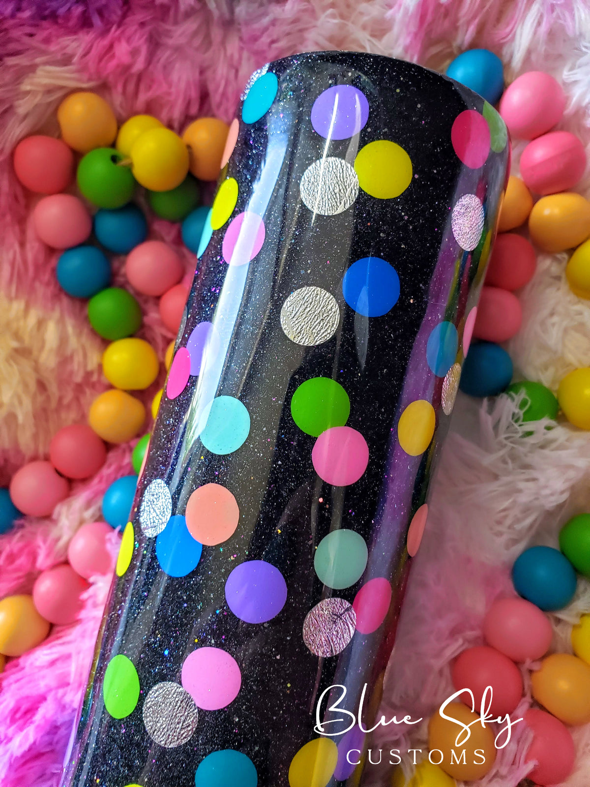 Polka Dots Glitter Tumbler
