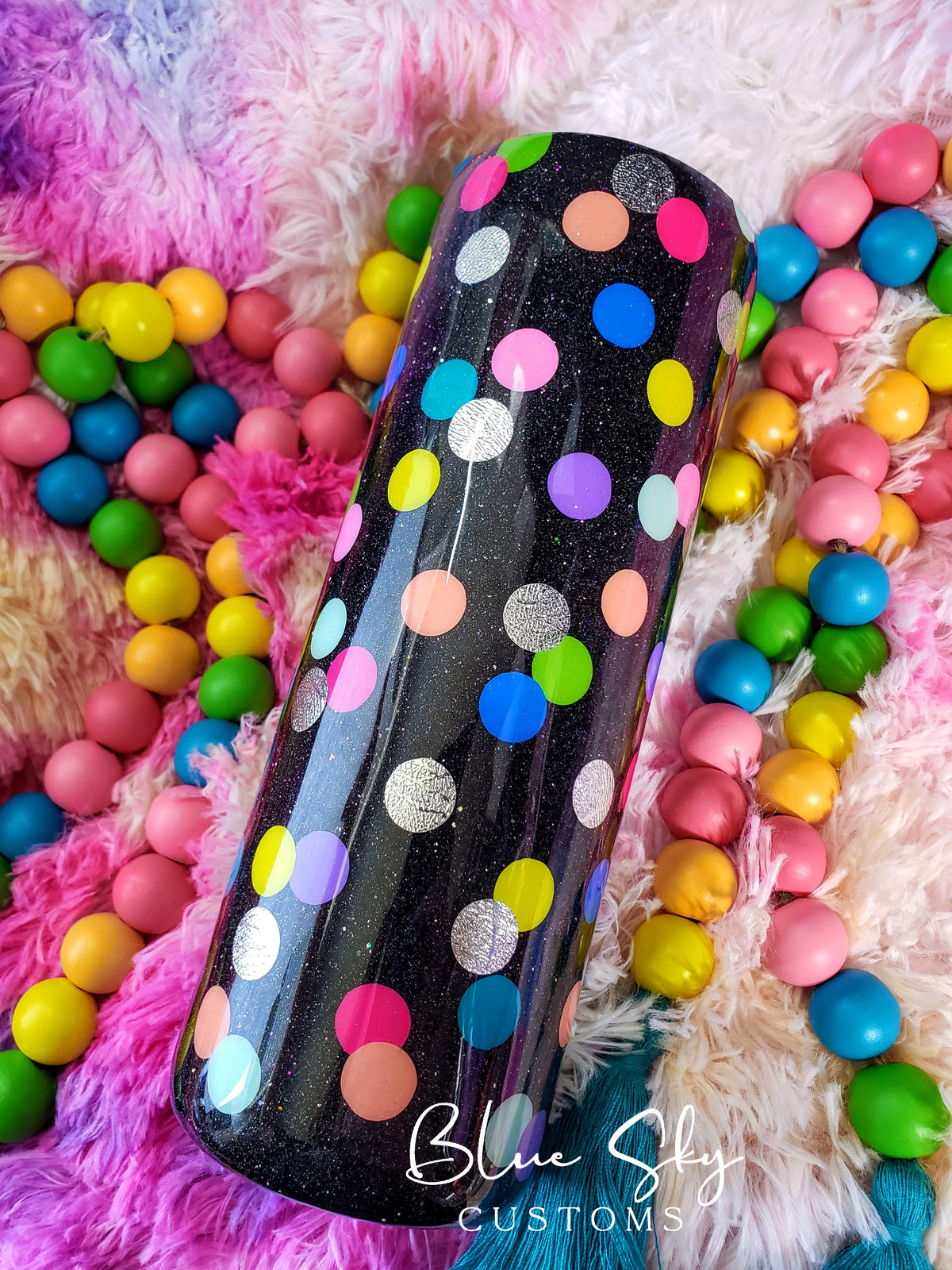 Polka Dots Glitter Tumbler