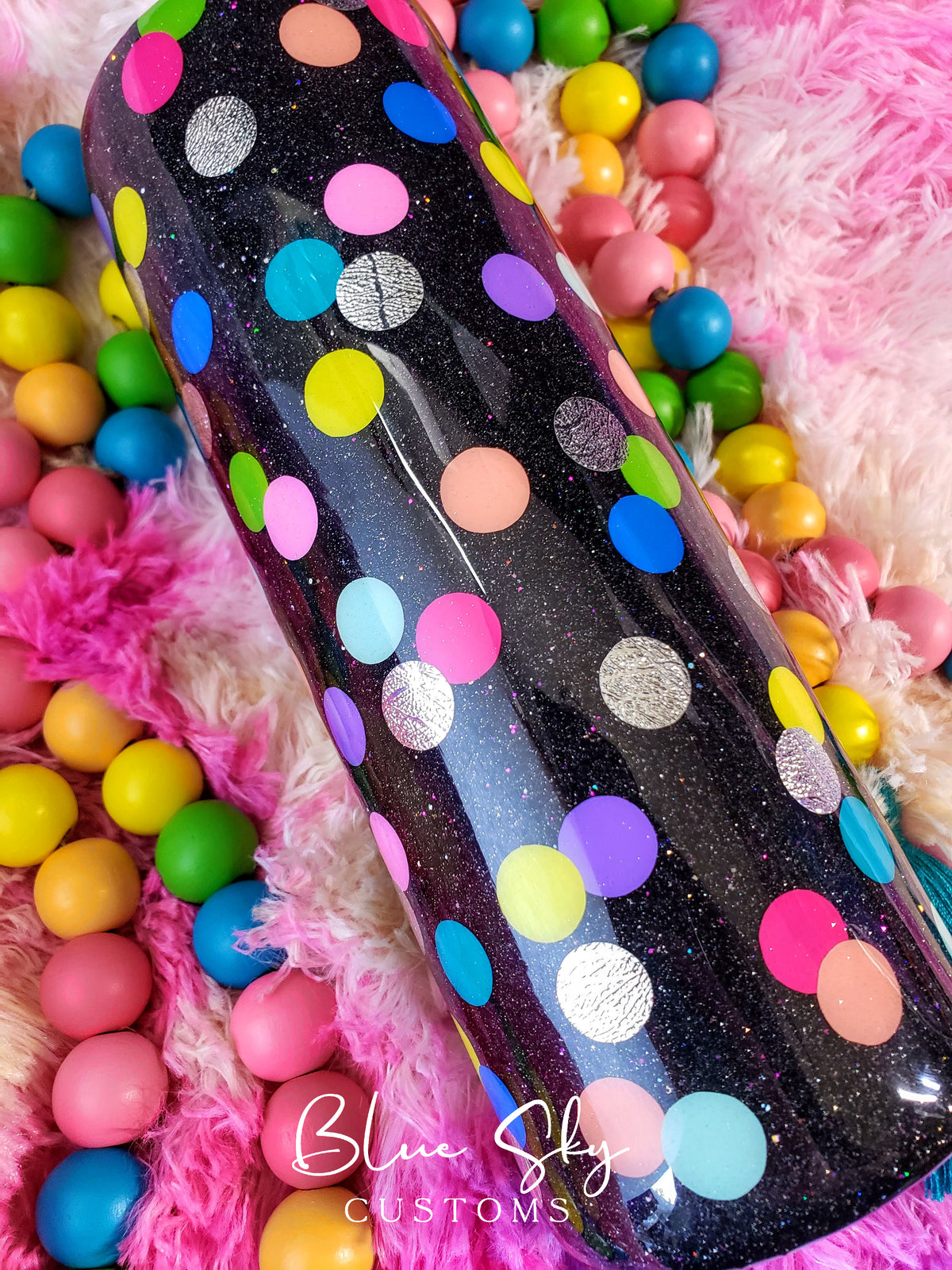 Polka Dots Glitter Tumbler