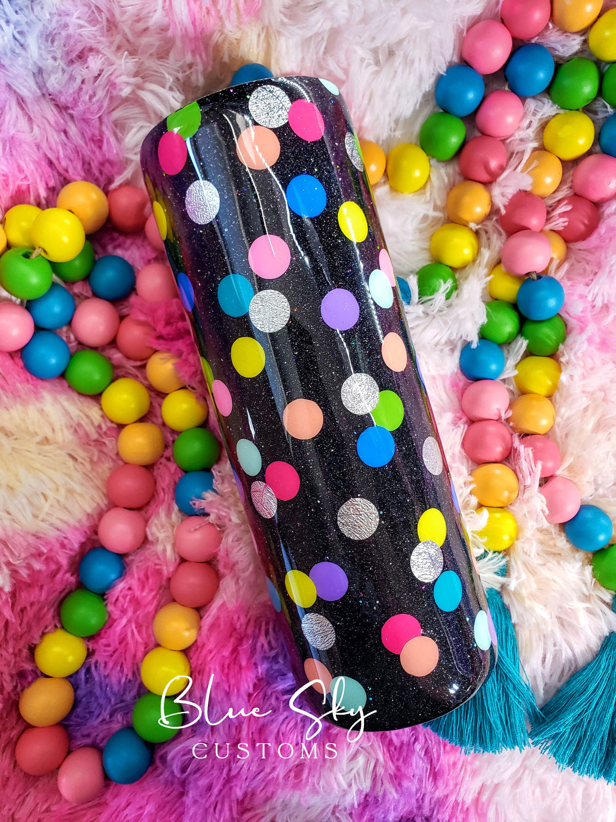 Polka Dots Glitter Tumbler