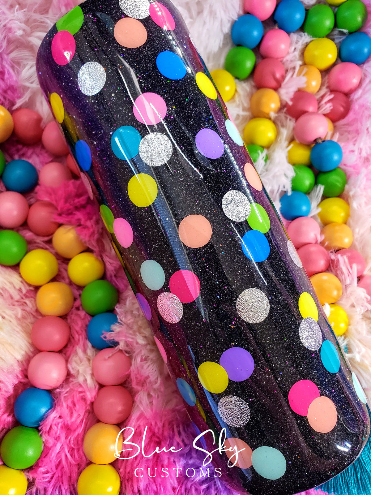 Polka Dots Glitter Tumbler