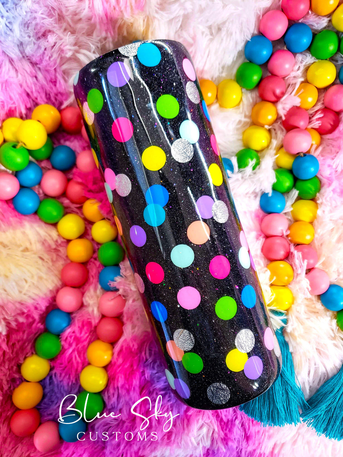 Polka Dots Glitter Tumbler