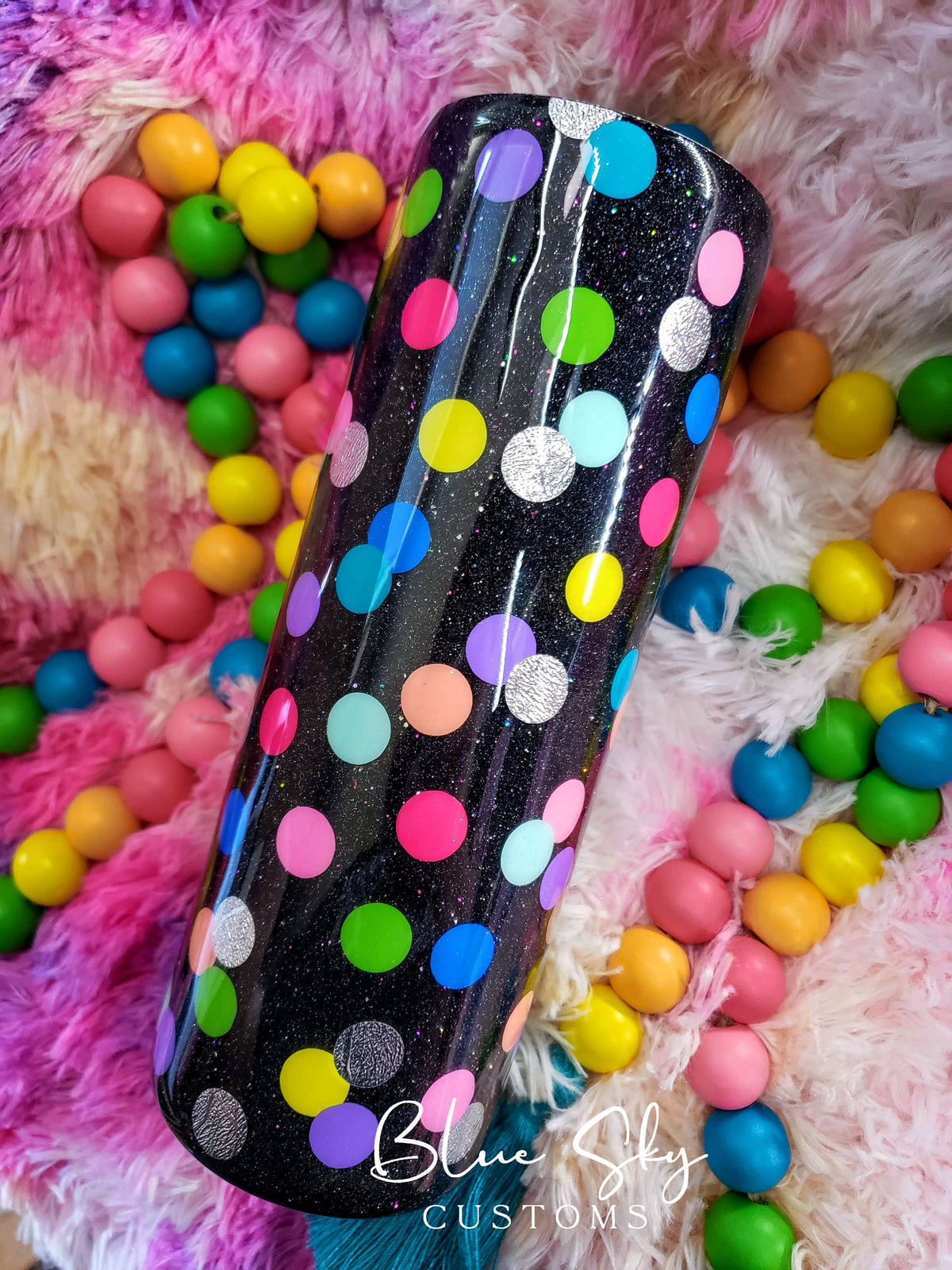 Polka Dots Glitter Tumbler