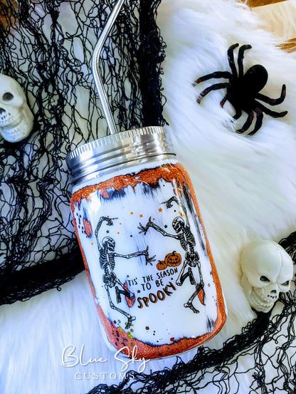 Spooky Season Distressed Glitter Tumbler