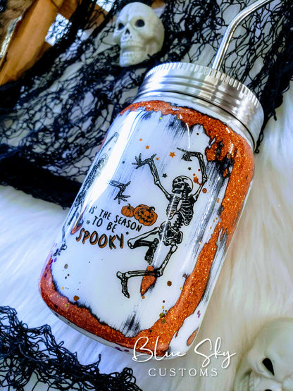 Spooky Season Distressed Glitter Tumbler