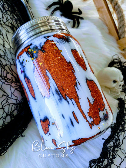 Spooky Season Distressed Glitter Tumbler