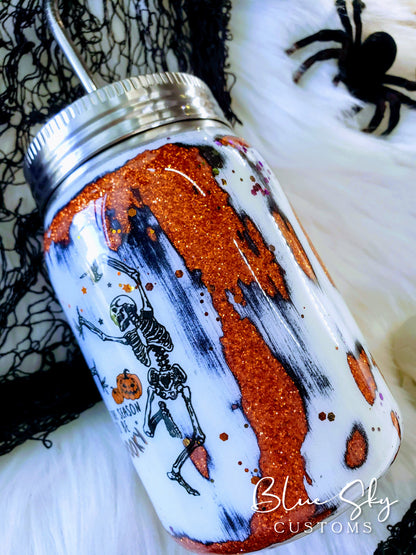 Spooky Season Distressed Glitter Tumbler