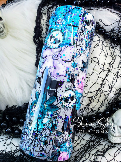 Spooky Vibes Teal & Turquoise Glitter Tumbler