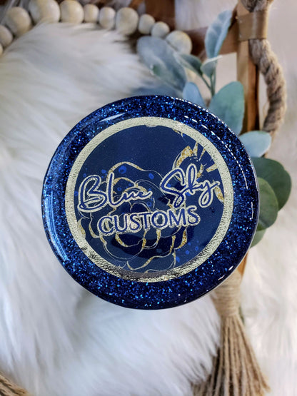 Navy & Gold Burst Split Glitter Tumbler